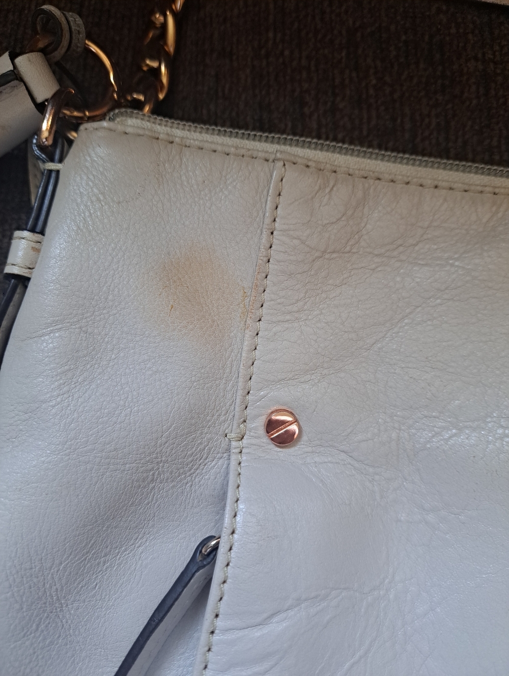 Michael Kors Devon Bone Color Leather Shoulder Bag with Tassel Charm - Picture 5 of 8